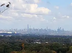 View of NYC from trail on Garret Mountain