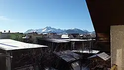 View of the Tatra Mountains from this village