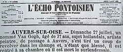 Photograph of a 19th-century newspaper announcement of someone's death