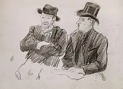 Lucien Pissarro, Vincent and Theo van Gogh in Conversation, 1887, drawing of Vincent with his brother Theo van Gogh.