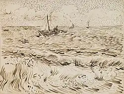 Fishing Boats at Saintes-Maries-de-la-Mer, Pen and ink and pencil, June 1888, St. Louis Museum of Art (F1433)