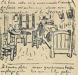Vincent's Bedroom in Arles, Letter Sketch October 1888, Pierpont Morgan Library