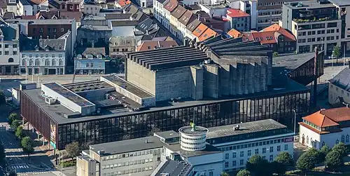 View of Grieghallen from Mount Fløyen