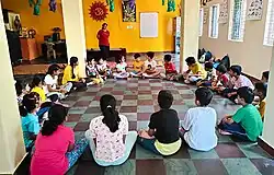 Vivekananda Kendra Students Playing Mind Games - Sanskar Varg Classes