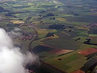 An aerial view of Bacouël and Breteuil-Embranchement railway station