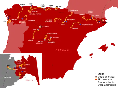 Route of the 2025 Vuelta a España