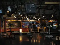 Image 16News set for WHIO-TV in Dayton, Ohio. News anchors often report from sets such as this, located in or near the newsroom. (from News presenter)