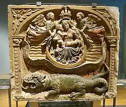 Wingless four-legged lindworm on a German relief (1566)