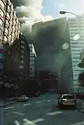 Fire visible on WTC 7's north face