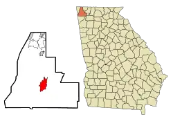 Location in Walker County and the state of Georgia