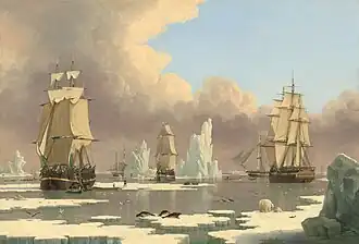 "'The Northern Whale Fishery - The Swan and Isabella", oil on canvas, c. 1840
