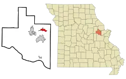 Location of Wright City, Missouri