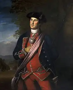 A 1772 portrait of Colonel George Washington by Charles Willson Peale shows Washington's gorget, given to Josiah Quincy III in March 1813 by Martha Parke Custis Peter at Tudor Place.
