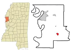 Location of Hollandale, Mississippi