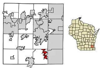 Location of Big Bend in Waukesha County, Wisconsin.