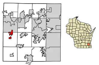 Location of Dousman in Waukesha County, Wisconsin.