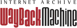 Stylized text saying: "INTERNET ARCHIVE WAYBACK MACHINE". The text is in black, except for "WAYBACK", which is in red.