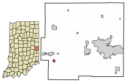 Location of Milton in Wayne County, Indiana.