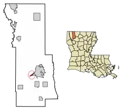 Location of Dixie Inn in Webster Parish, Louisiana.