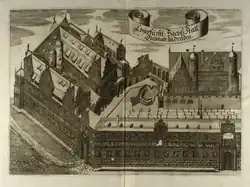 Stallgebäude and Stallhof Dresden, engraving 1680, by Anton Weck