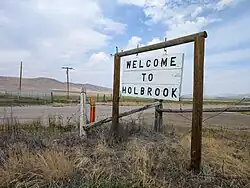 Welcome to Holbrook sign, August 2023