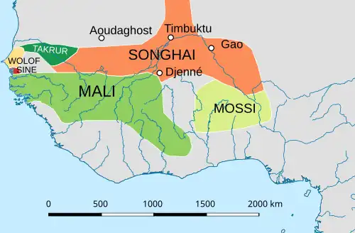 The Mali Empire, the Songhai Empire and Mossi kingdoms, 1530