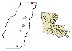 Location of Kilbourne in West Carroll Parish, Louisiana.