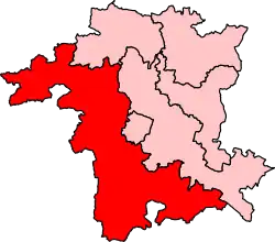 Map showing the location of the West Worcestershire constituency in Worcestershire under the boundaries created by the 2023 boundary review and first used at the 2024 general election.