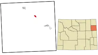 Location in Weston County and the state of Wyoming.