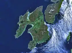 Satellite image of Islay (left) and the southern part of Jura (top right)