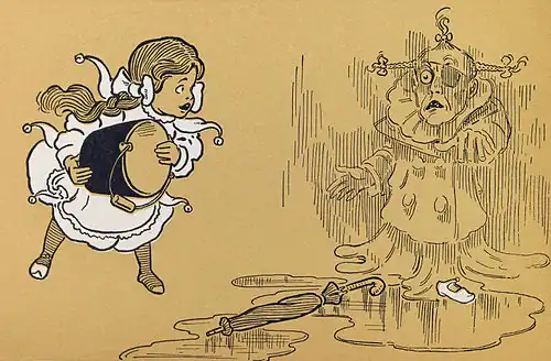 Image 6 Wicked Witch of the West Illustrator: W. W. Denslow; Restoration: Lise Broer Dorothy (left) douses the Wicked Witch of the West with water, melting her, in this illustration from the first edition of L. Frank Baum's The Wonderful Wizard of Oz. The appearance of the witch in the 1939 film adaptation of the novel has become an archetype for human wickedness. This film is the source of the oft-quoted phrase, "I'll get you, my pretty&nbsp;... and your little dog too!" The unique Broadway musical, Wicked, The Untold Story Of the Witches of Oz, tells of The Wicked Witch of the West, the Tin Man, The Cowardly Lion, The Scarecrow, and Glinda's shared history. More selected pictures