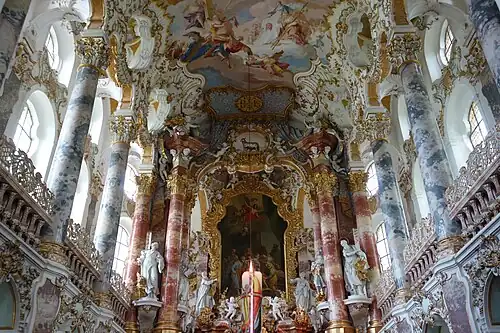 Rococo&nbsp;– Pilgrimage Church of Wies, Steingaden, Germany, by Dominikus and Johann Baptist Zimmermann, 1754[40]