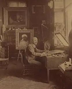 William Sartain in his studio, circa 1900