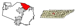 Location of Brentwood in Williamson County, Tennessee.