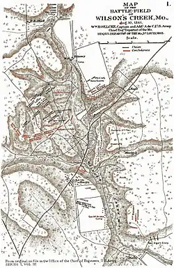 Map of the Battle of Wilsons' Creek