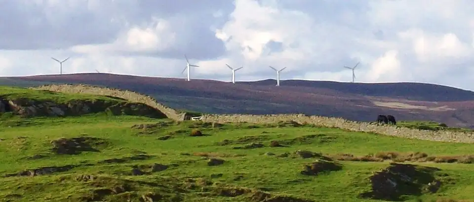 Image 41Wind turbines such as these, in Cumbria, England, have been opposed for a number of reasons, including aesthetics, by some sectors of the population. (from Wind power)