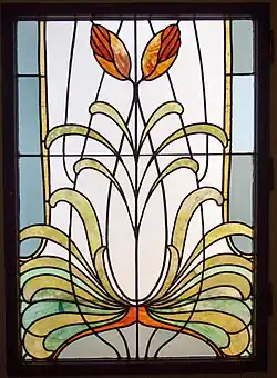 Window with flower motives from the Villa Alpár, 1903