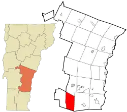 Location in Windsor County and the state of Vermont.