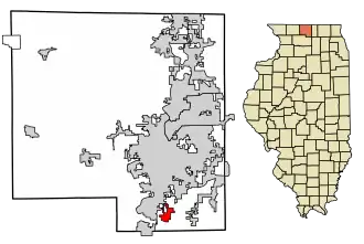 Location of New Milford in Winnebago County, Illinois.