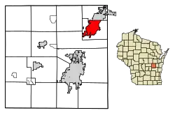 Location of Neenah in Winnebago County, Wisconsin.