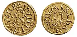 Visigothic coin of the king Witteric minted in Saldaña