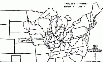Map of Bryan's extensive 1896 whistle-stop travel