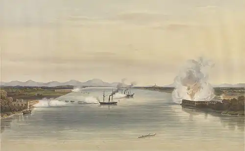 Attacking the forts of Wookongtap and Whampoa Creek, 3 April