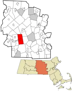 Location in Worcester County and the state of Massachusetts.