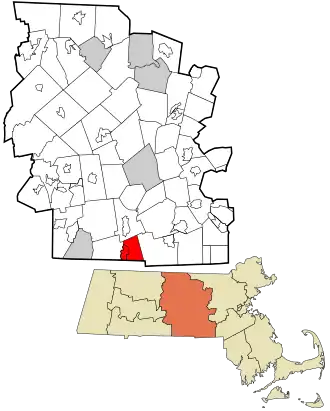 Location in Worcester County and Massachusetts.