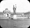 World's Columbian Exposition, Chicago (1893). Potter's Quadriga (horse-drawn chariot) is atop the pavilion behind The Republic