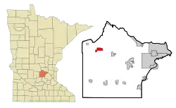 Location of the city of Annandale within Wright County, Minnesota