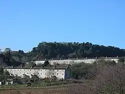Terraced houses in front of spoil heap