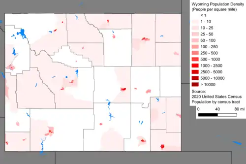 Image 20The largest population centers are Cheyenne (southeast) and Casper. (from Wyoming)