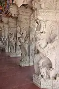 Yali pillars in the Kanakachalapathi temple at Kanakagiri